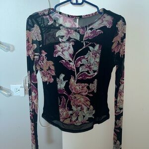 Floral Mesh Long Sleeve Top